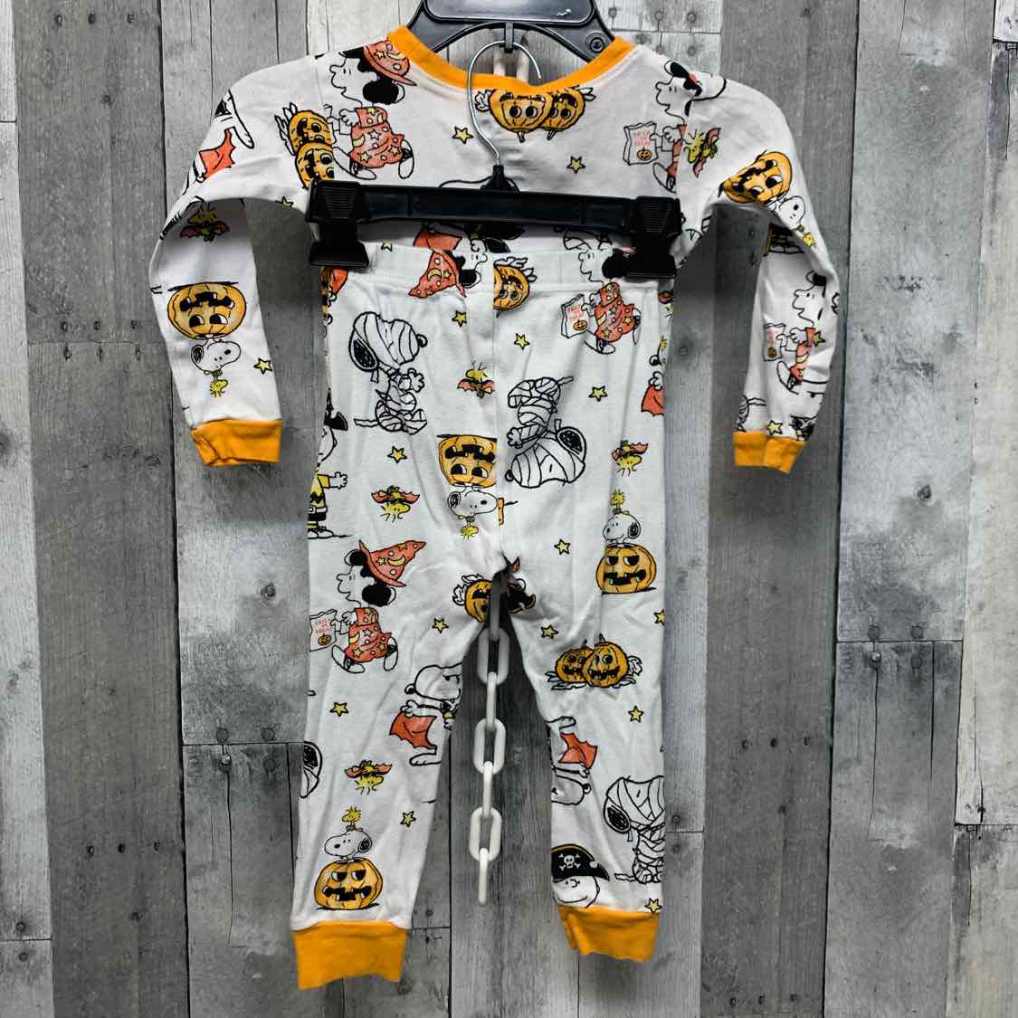 Size 4T White/Orange Peanuts 2pc PJs
