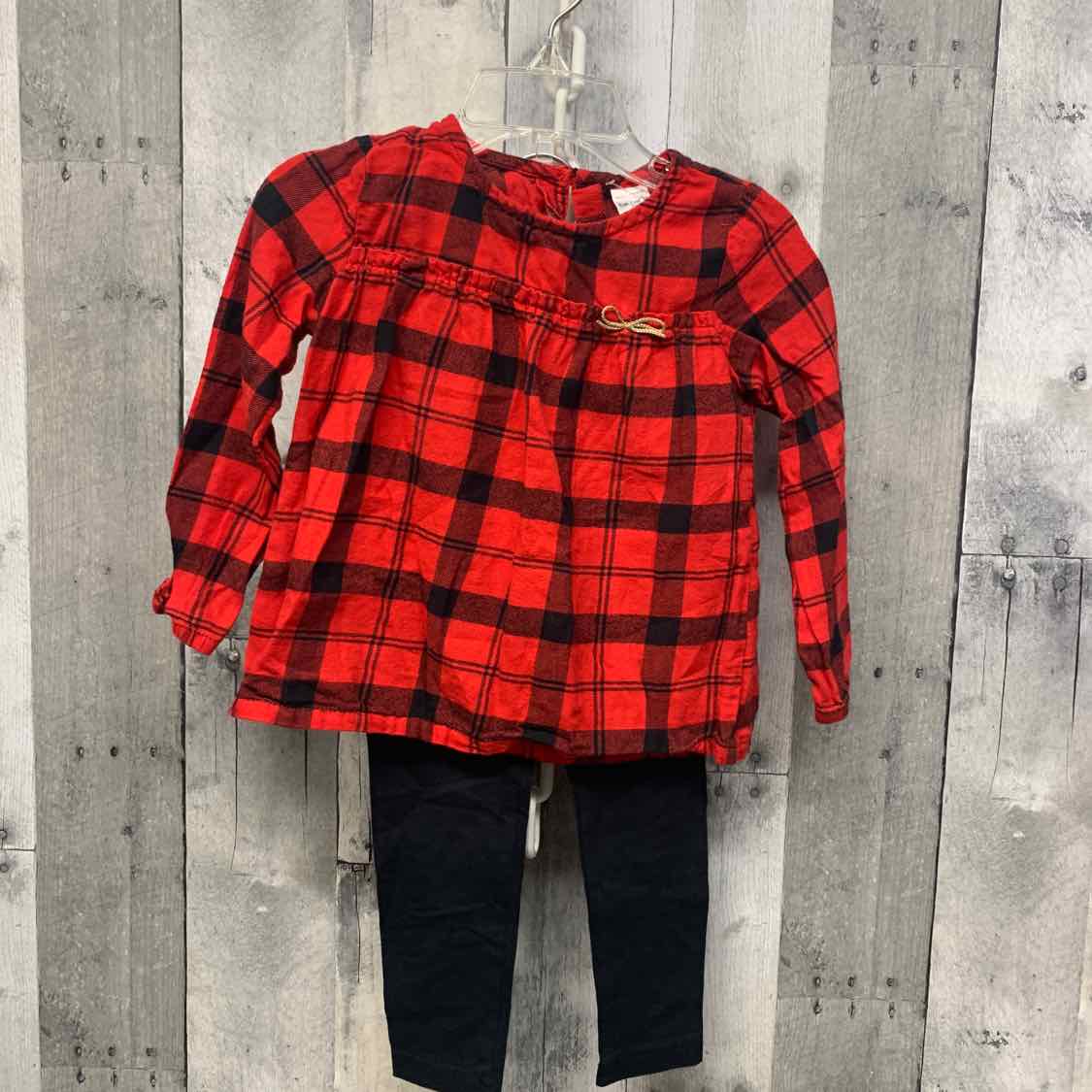 Size 2T Red Plaid Carter's Shirt/Leggings