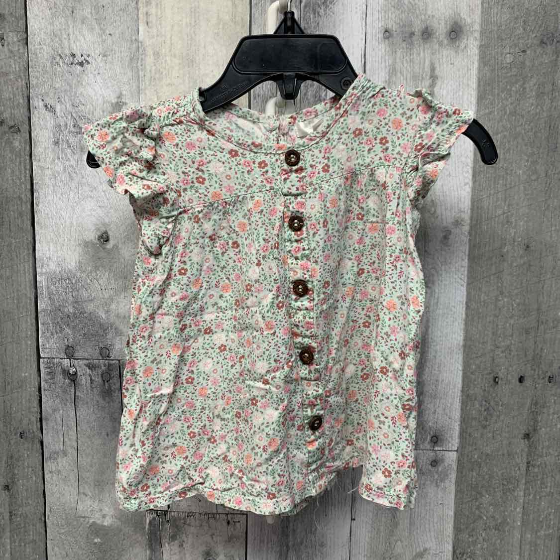 Size 18 Months Green Floral Print B Brand T Shirt