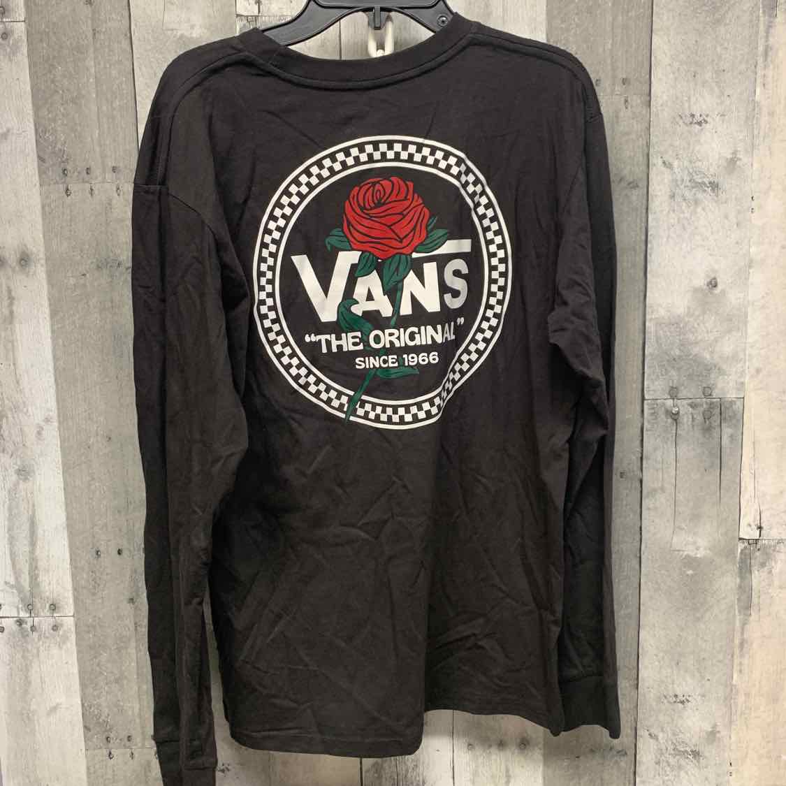 Size 14 Black Graphic Vans Long Sleeve Shirt
