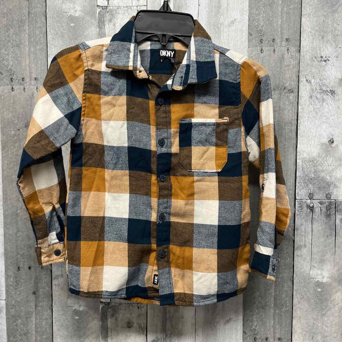 Size 5 Brown/Navy DKNY LS Button Up