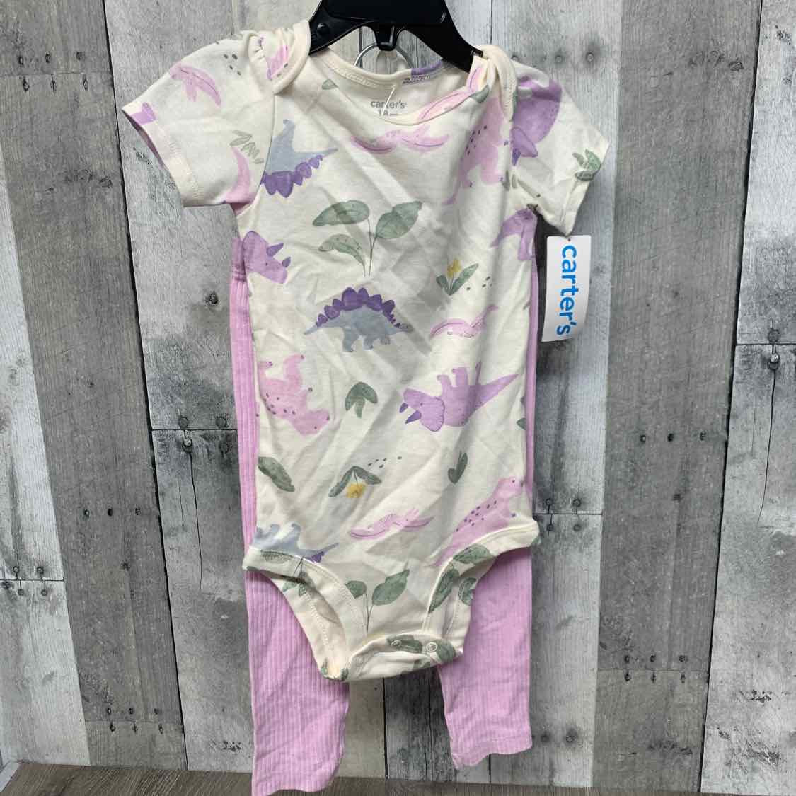 Size 18 Months White/Purple Carter's Shirt/Leggings