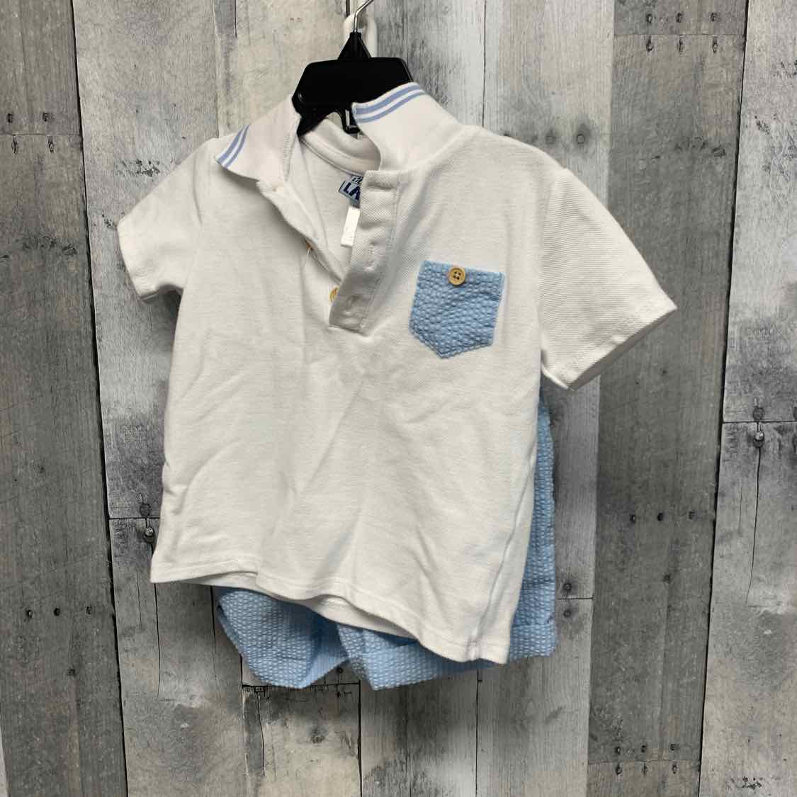 Size 24 Months White/Blue Little Lad Shirt/Shorts