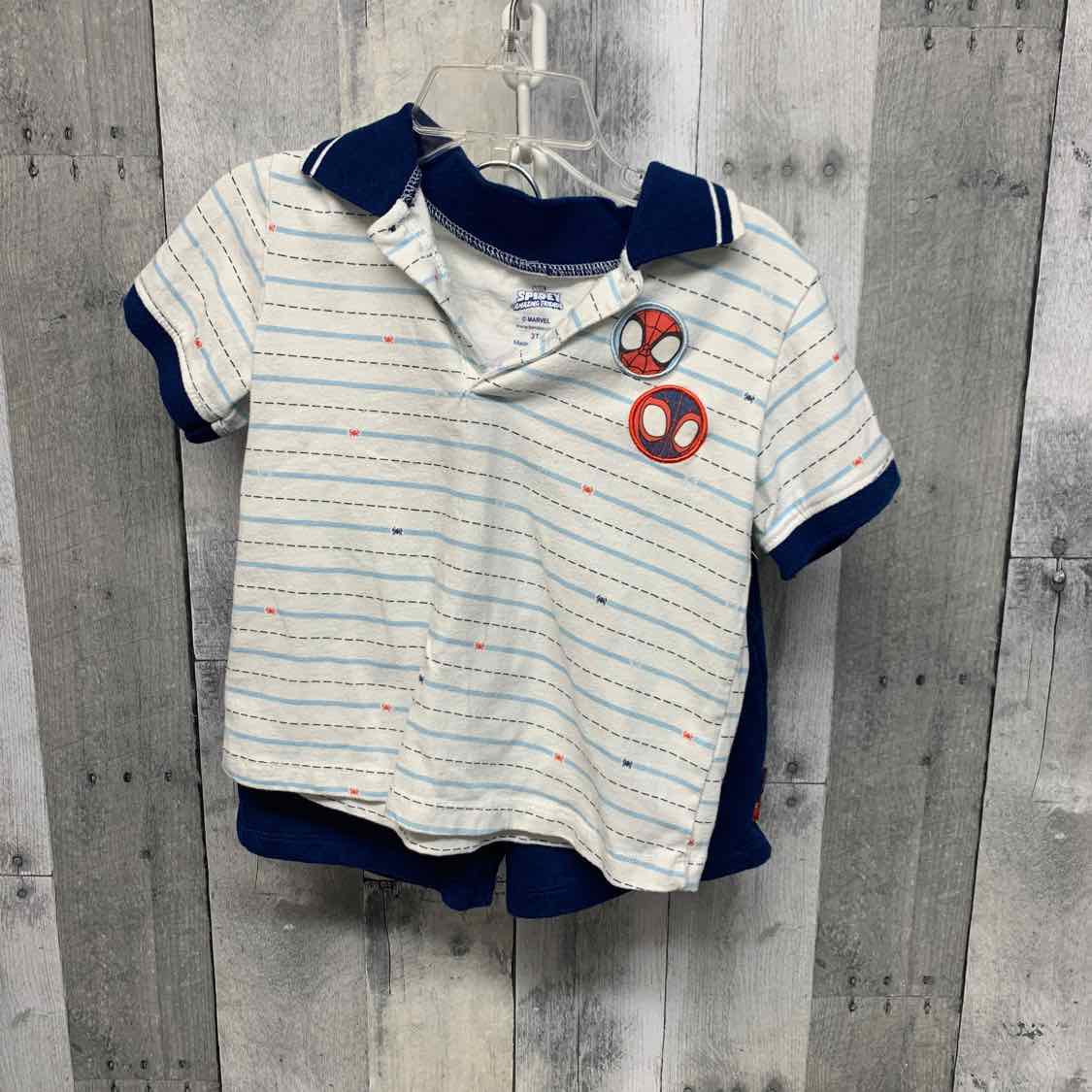 Size 3T White/Blue Marvel Shirt/Shorts