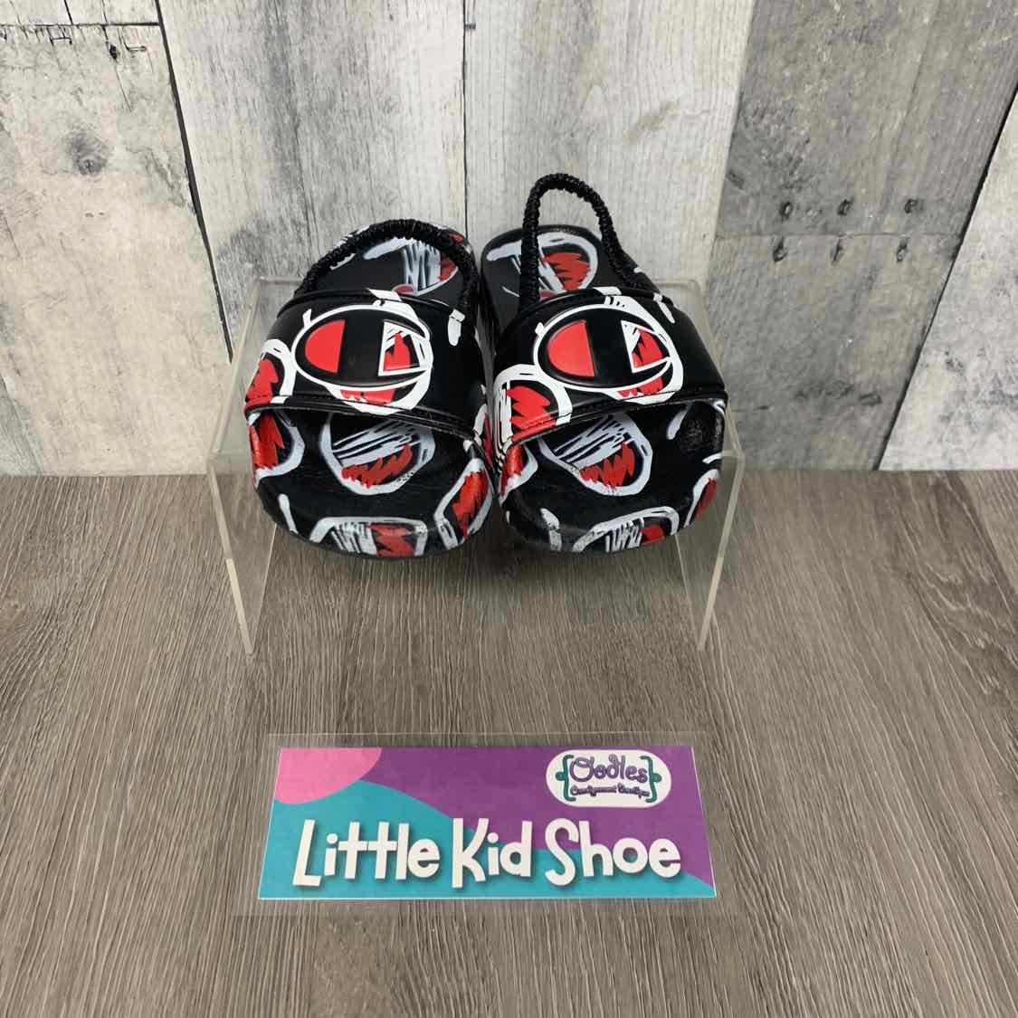 Size 6 Black/Red Champion Sandals - OodlesCB