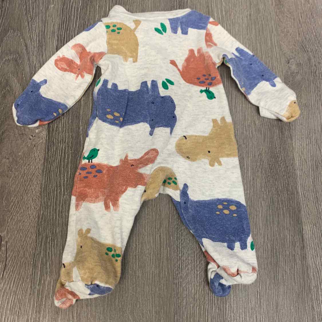 Size Preemie Tan/Blue Carter's Footy PJs