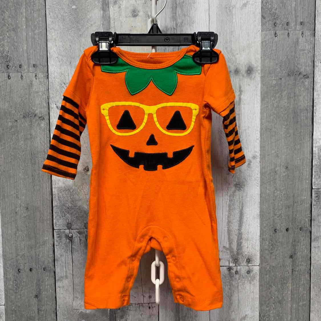 Size 0-3 Months Orange Graphic Holiday Brands Romper