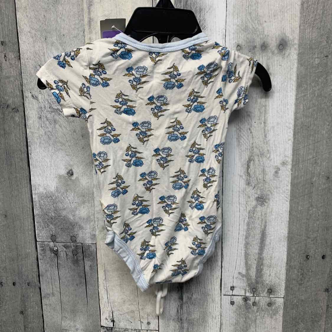 Size 0-3 Months White/Blue Mid Brand Bodysuit