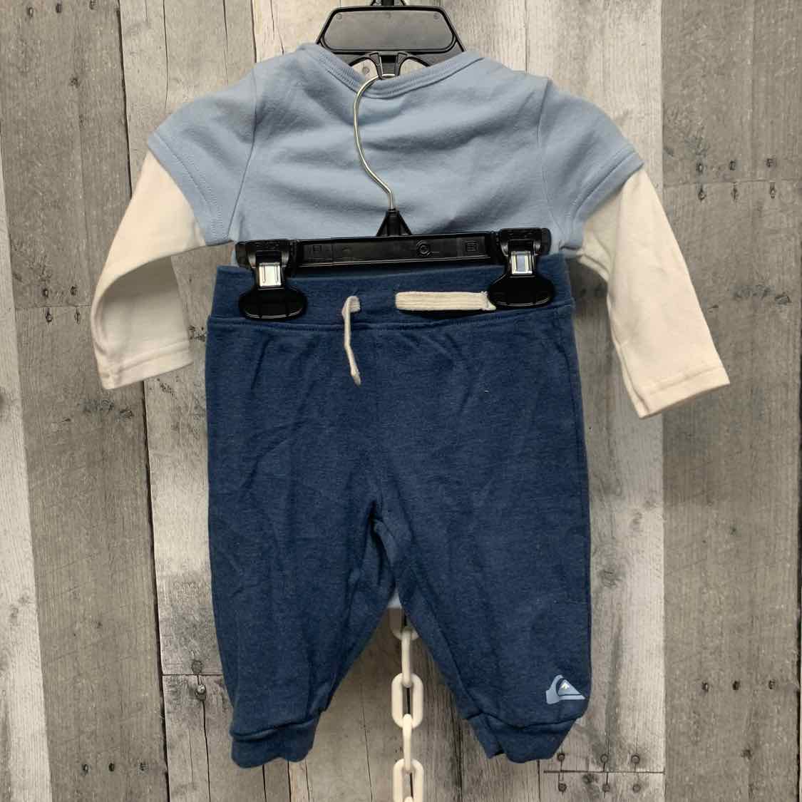 Size 3-6 Months Blue/White Quiksilver Shirt/Pants