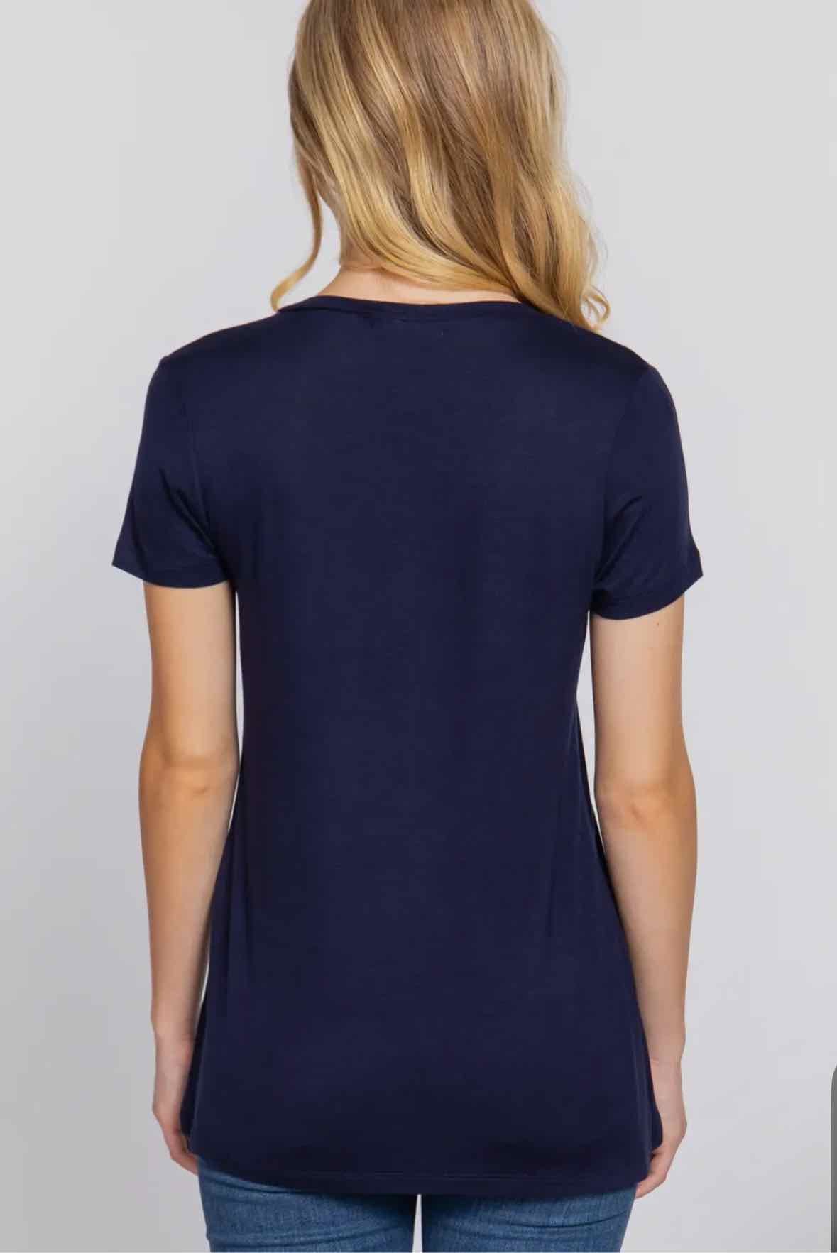 Short Sleeve V Neck W/ Pocket Jersey Top