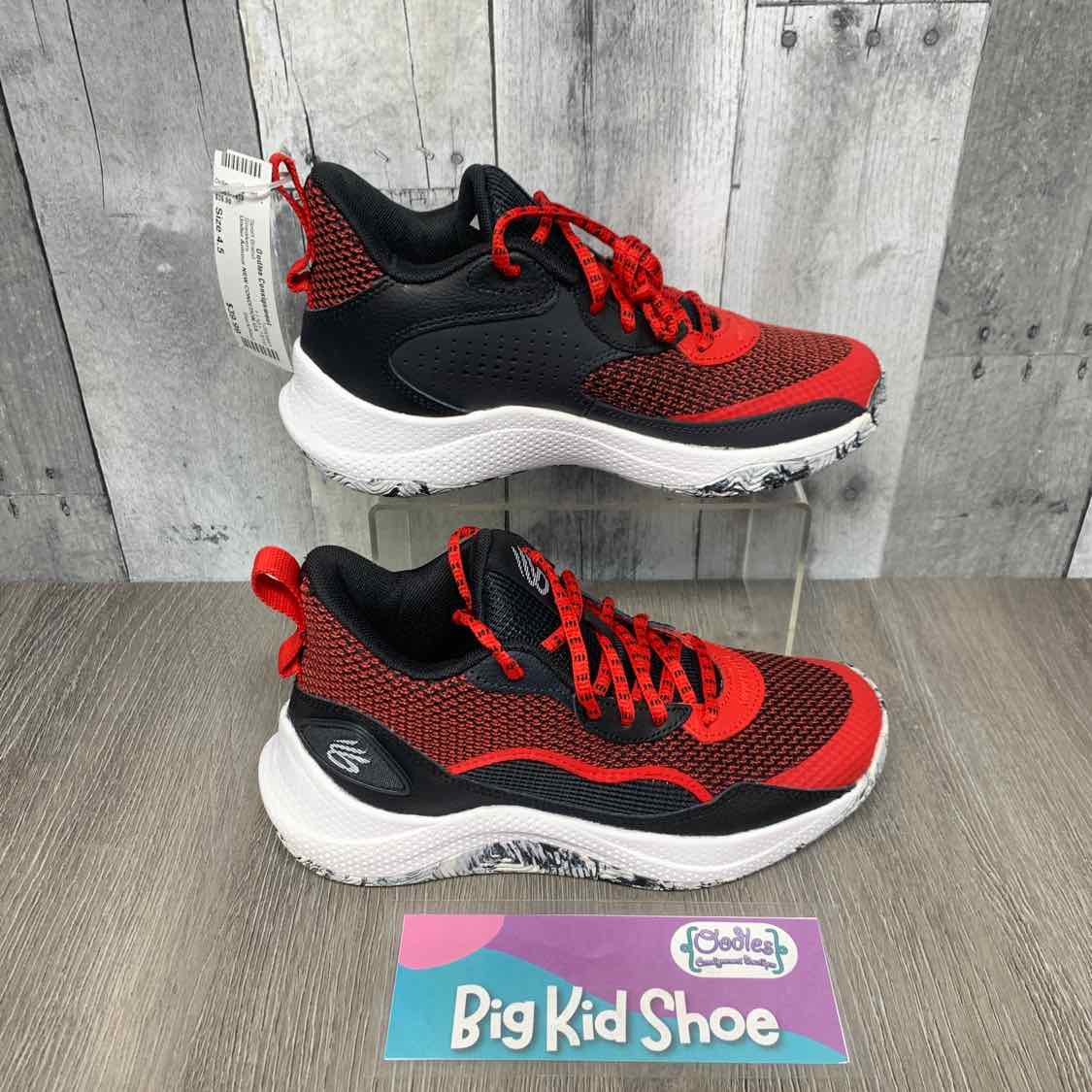 Size 4.5 Black/Red Sport Brand Sneakers