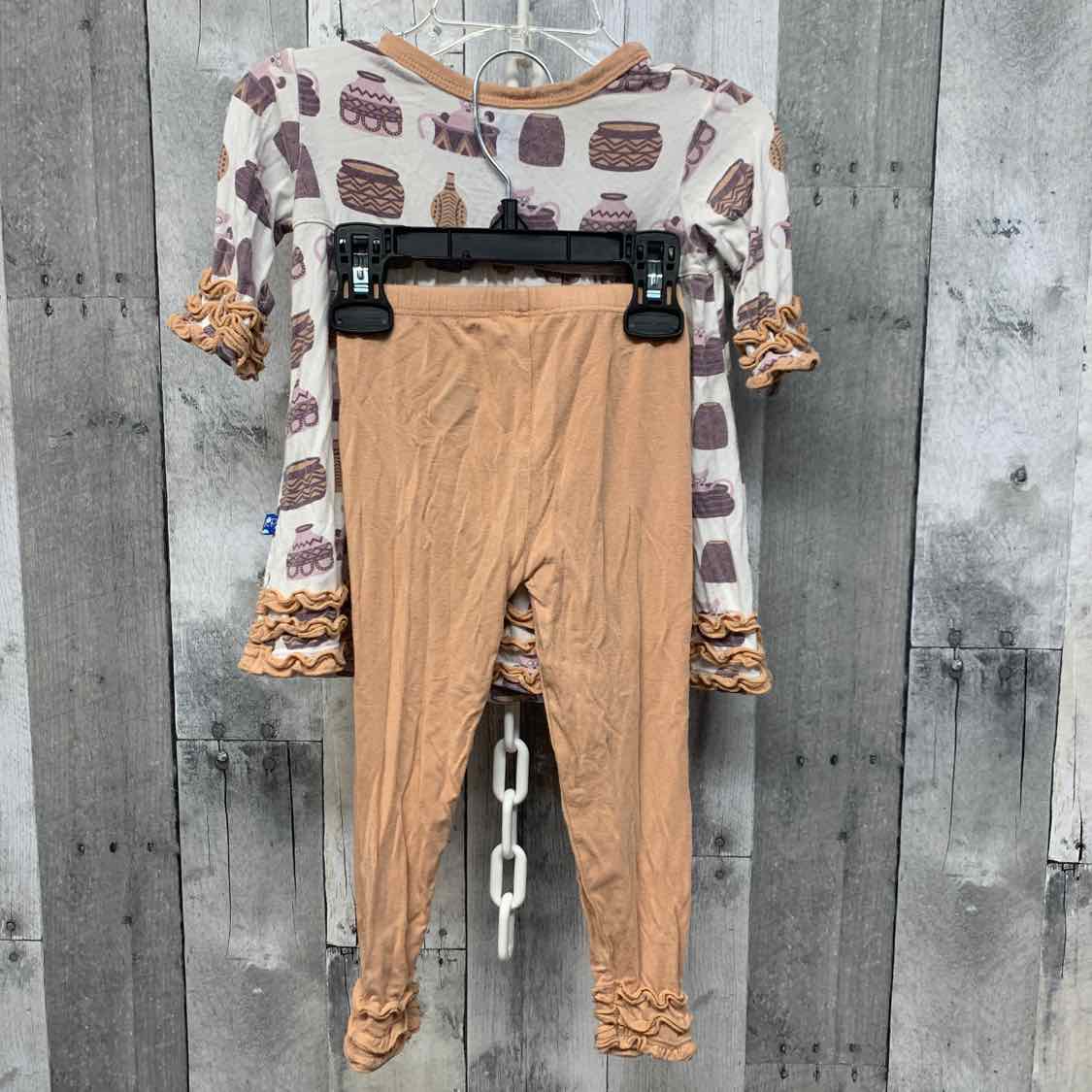 Size 2T White/Tan Bamboo Shirt/Leggings
