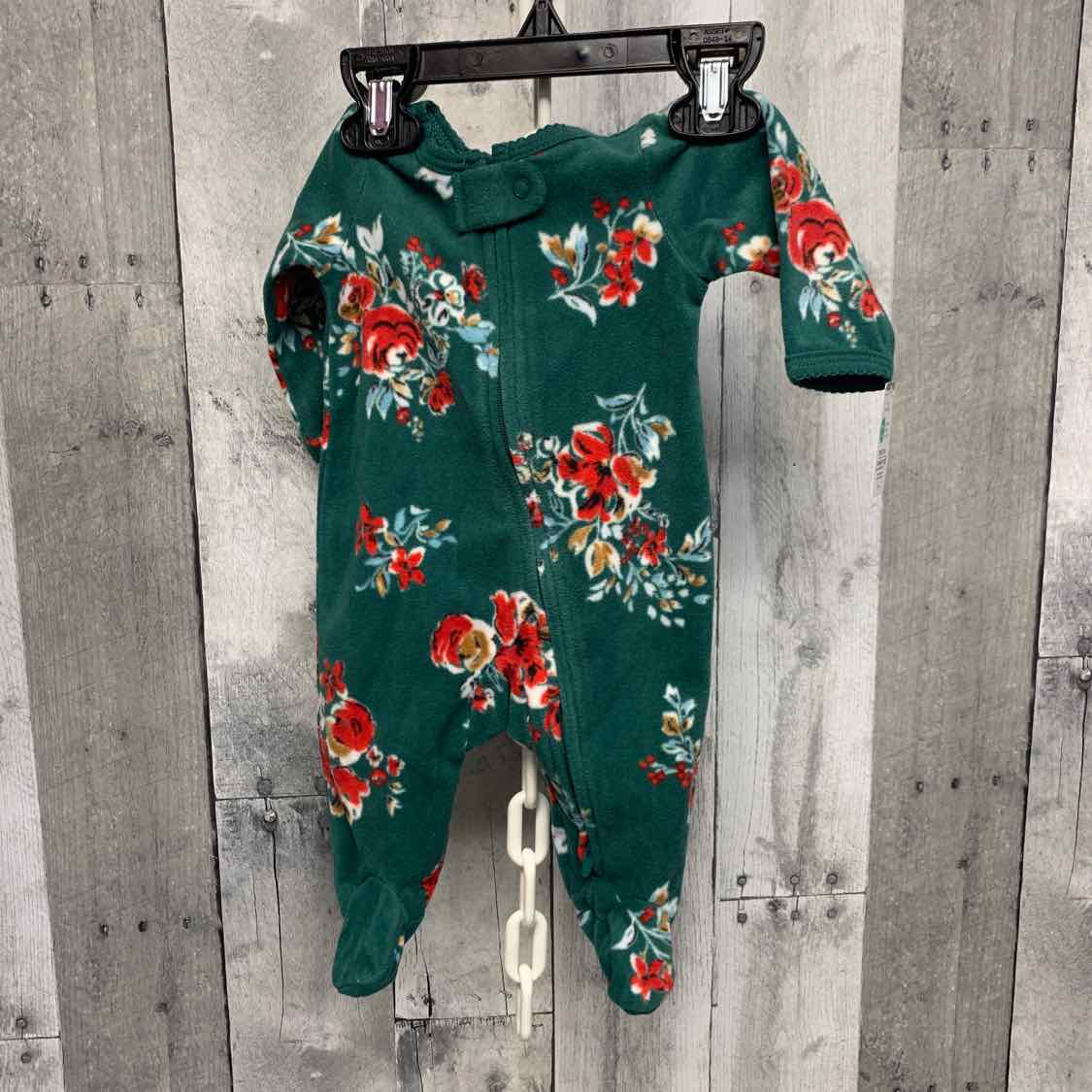 Size Newborn Green/Red Carter's Footy PJs