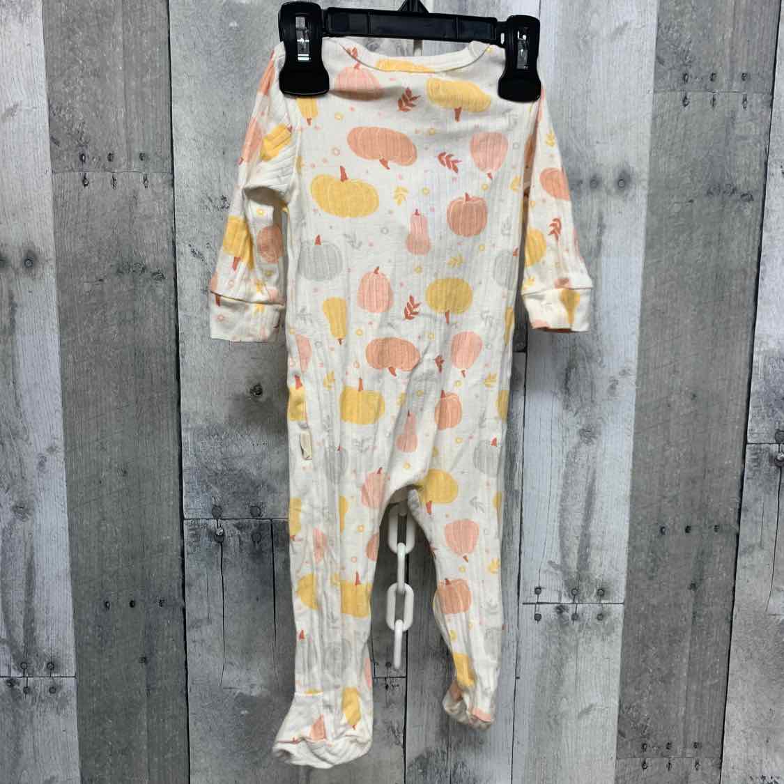 Size 6-9 Months White Print Rabbit Moon Footy PJs