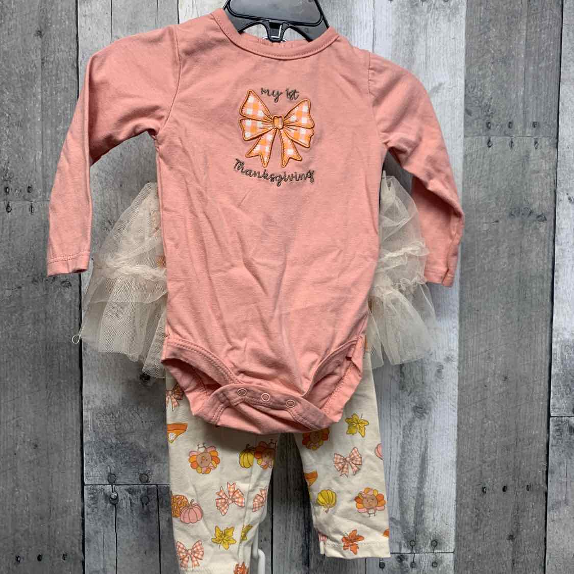 Size 6-9 Months Pink/White Chick Pea Shirt/Leggings