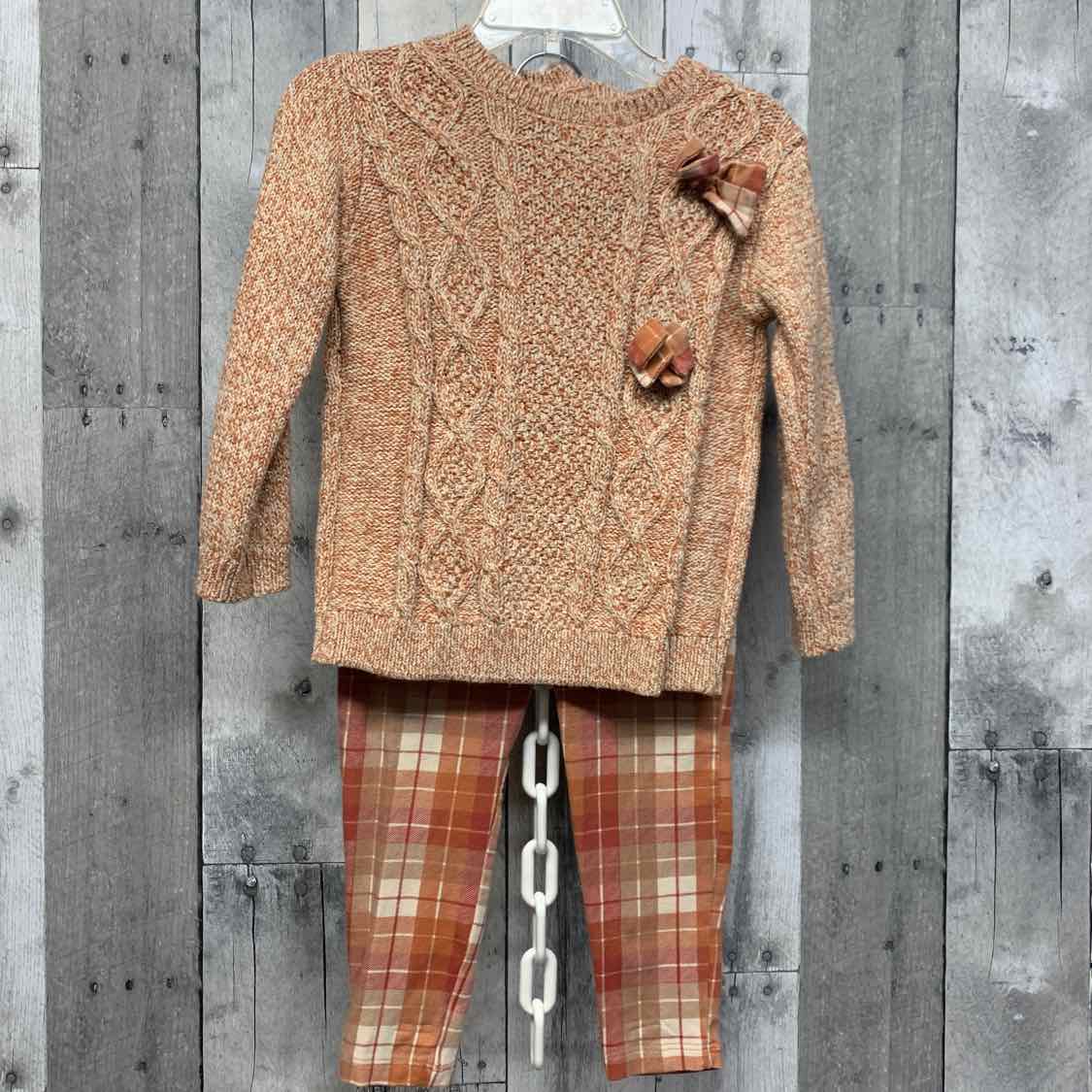 Size 3T Orange Plaid Little Lass Shirt/Pants