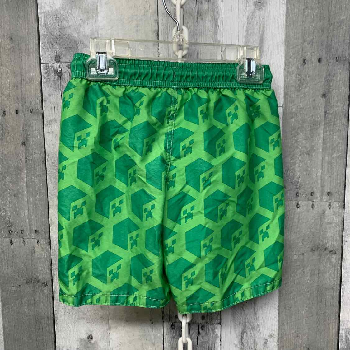 Size Small Green Print Minecraft Swim Trunks