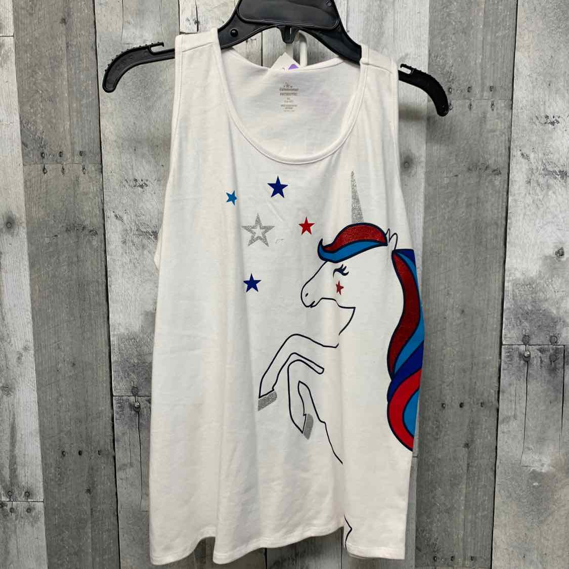 Size 14/16 White Graphic Holiday Brands Tank Top