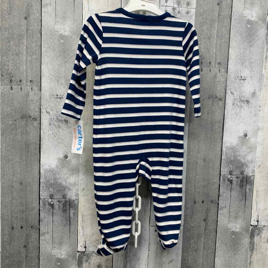 Size 12 Months Navy Striped Just One You Footy PJs