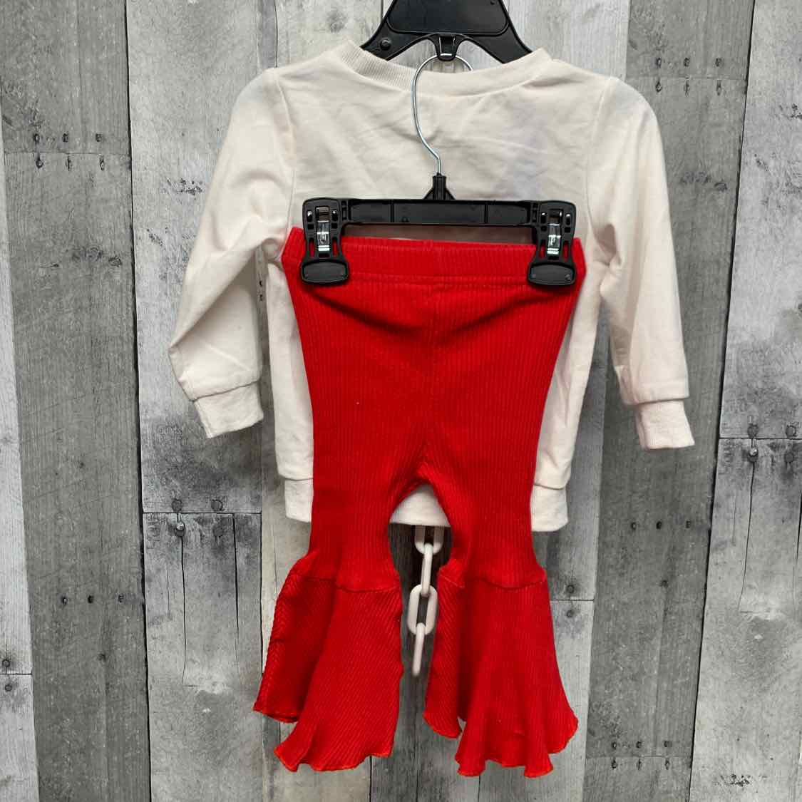 Size 2T White/Red Mid Brand Shirt/Pants