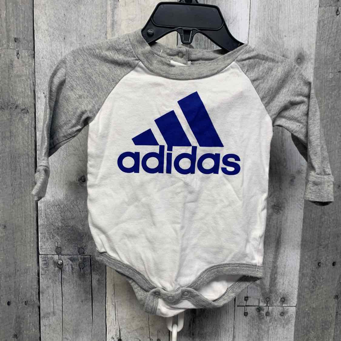 Size 6 Months White/Blue Sport Brand Bodysuit