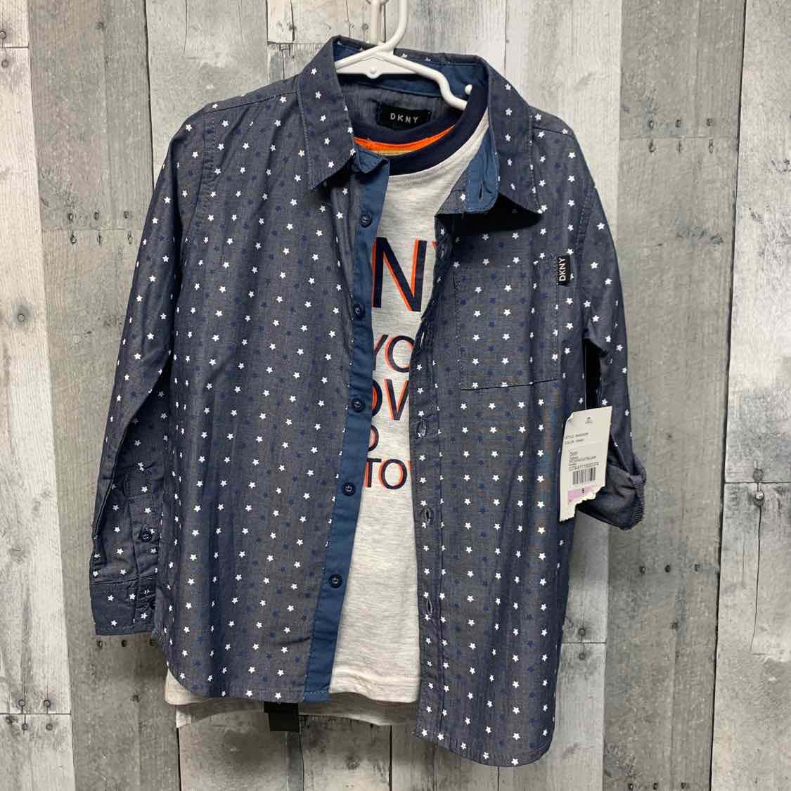 Size 6 Gray/Tan DKNY Shirt/Pants