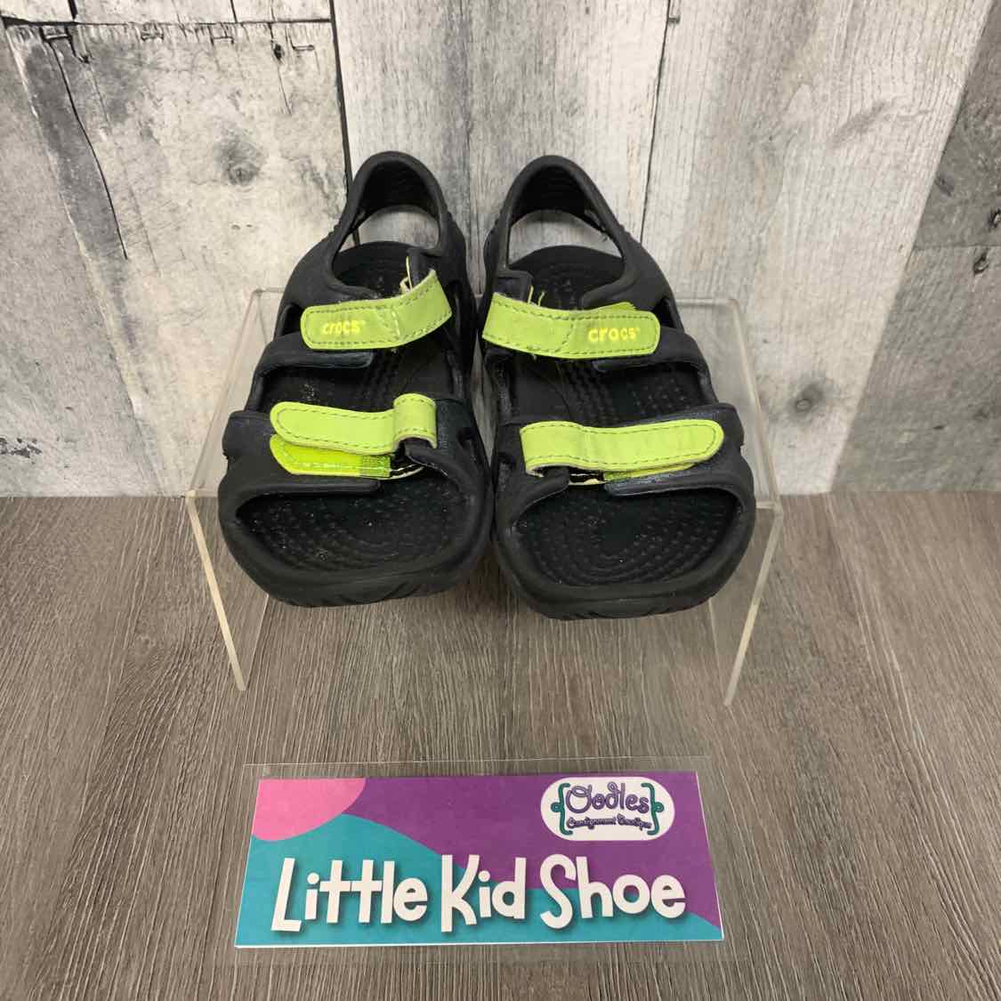 Size 7 Black/Green Crocs Sandals
