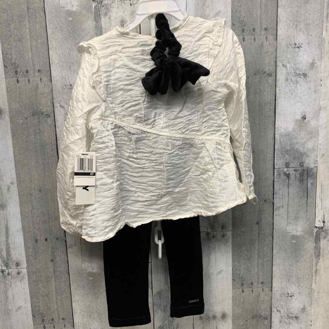 Size 4T White/Black DKNY Shirt/Leggings