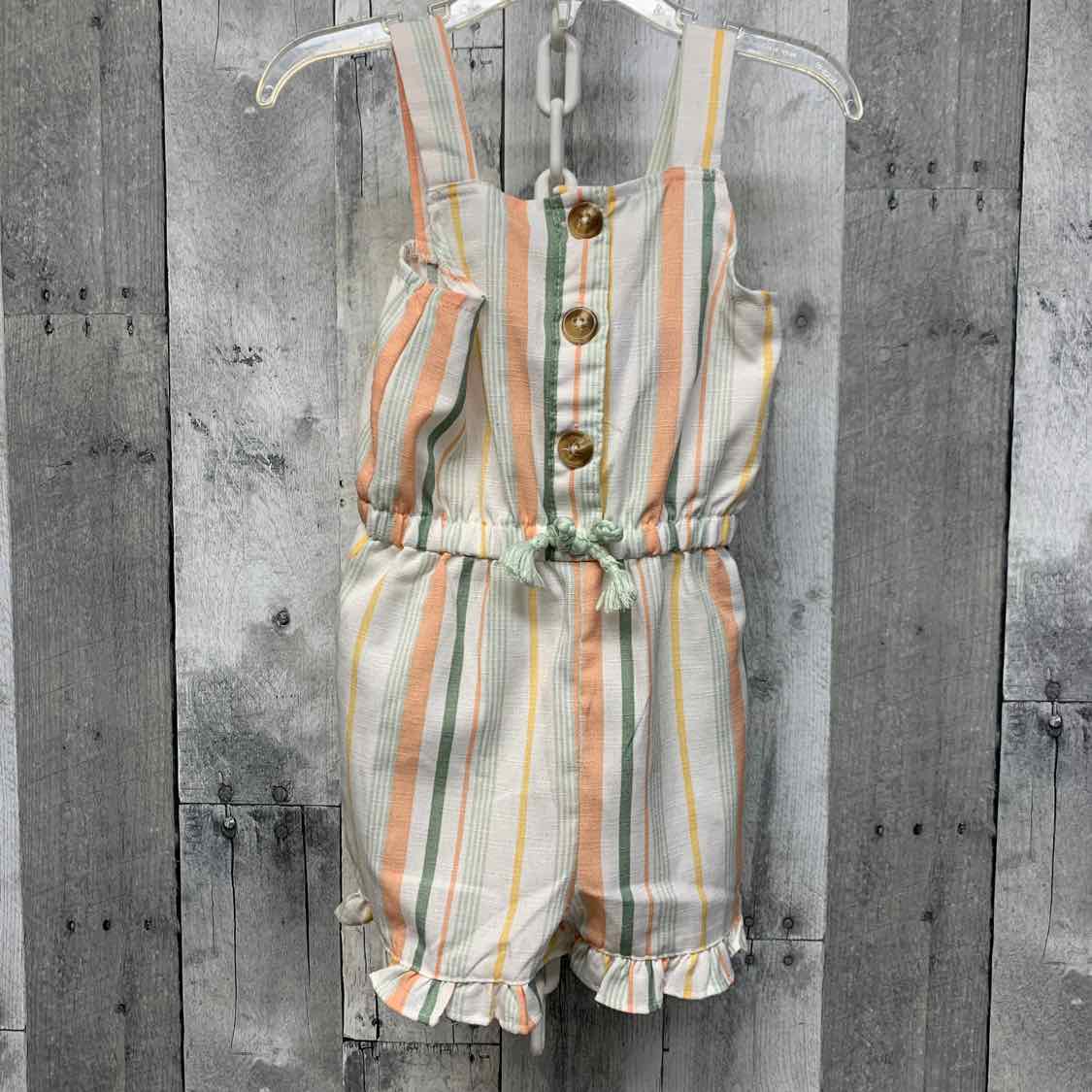 Size 2T Peach/White Little Lass Romper