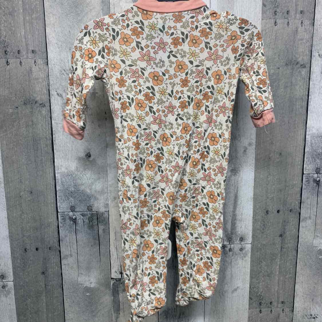 Size 3-6 Months Pink Floral Print Bamboo Footy PJs