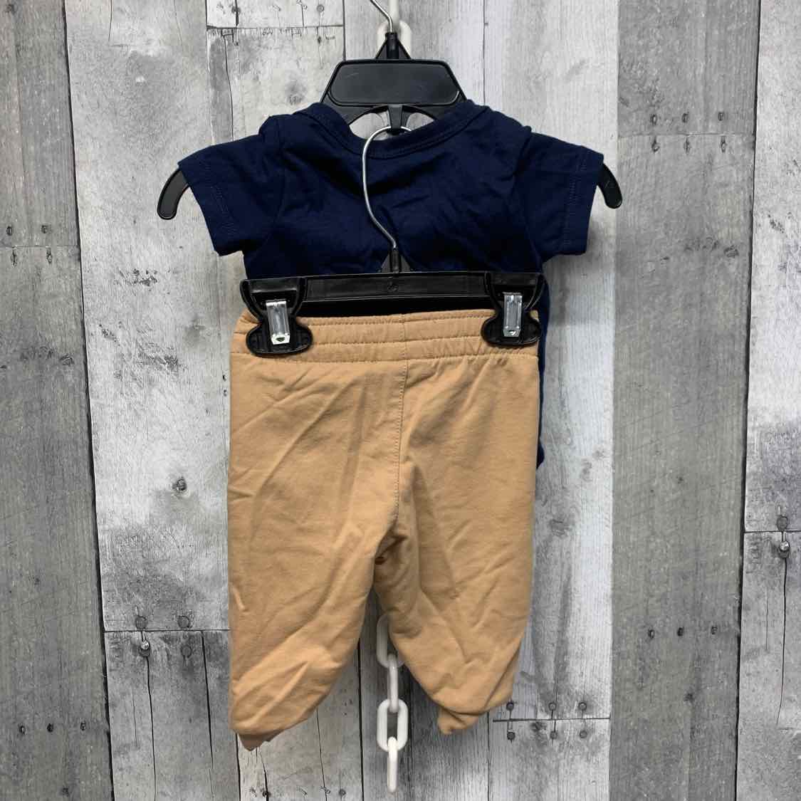 Size 3 Months Navy/Tan Sport Brand Shirt/Pants