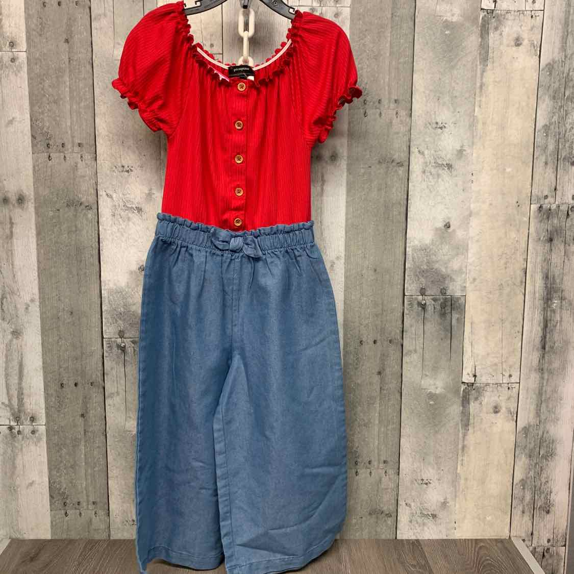 Size 5 Pink/Denim Picapino Romper