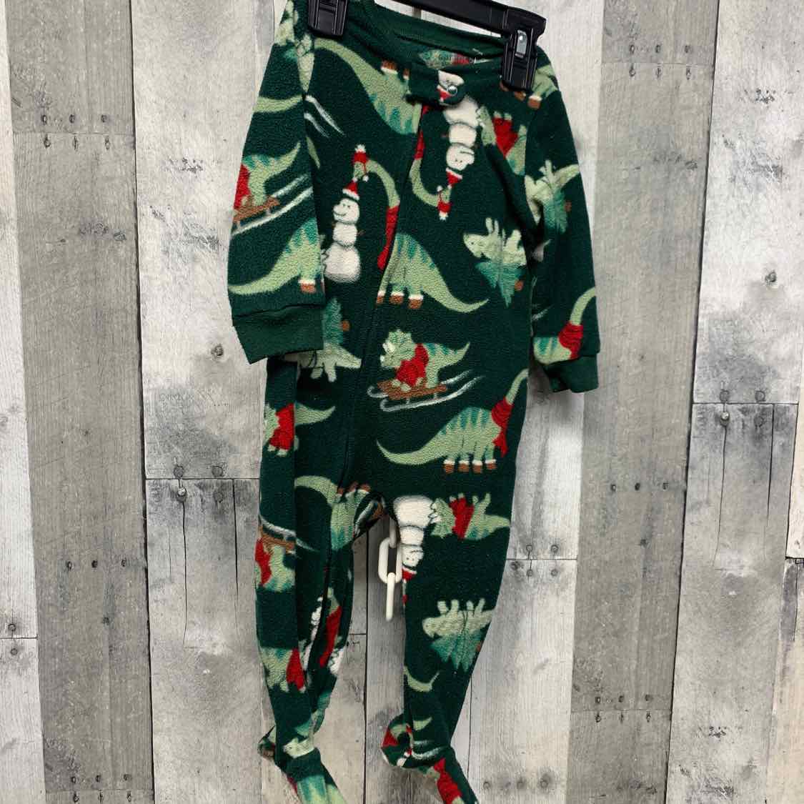 Size 12 Months Green Print Child of Mine Footy PJs