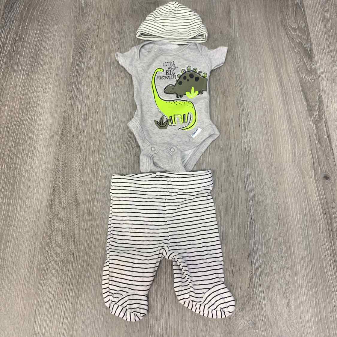 Size Preemie Gray/White Gerber Shirt/Pants - OodlesCB
