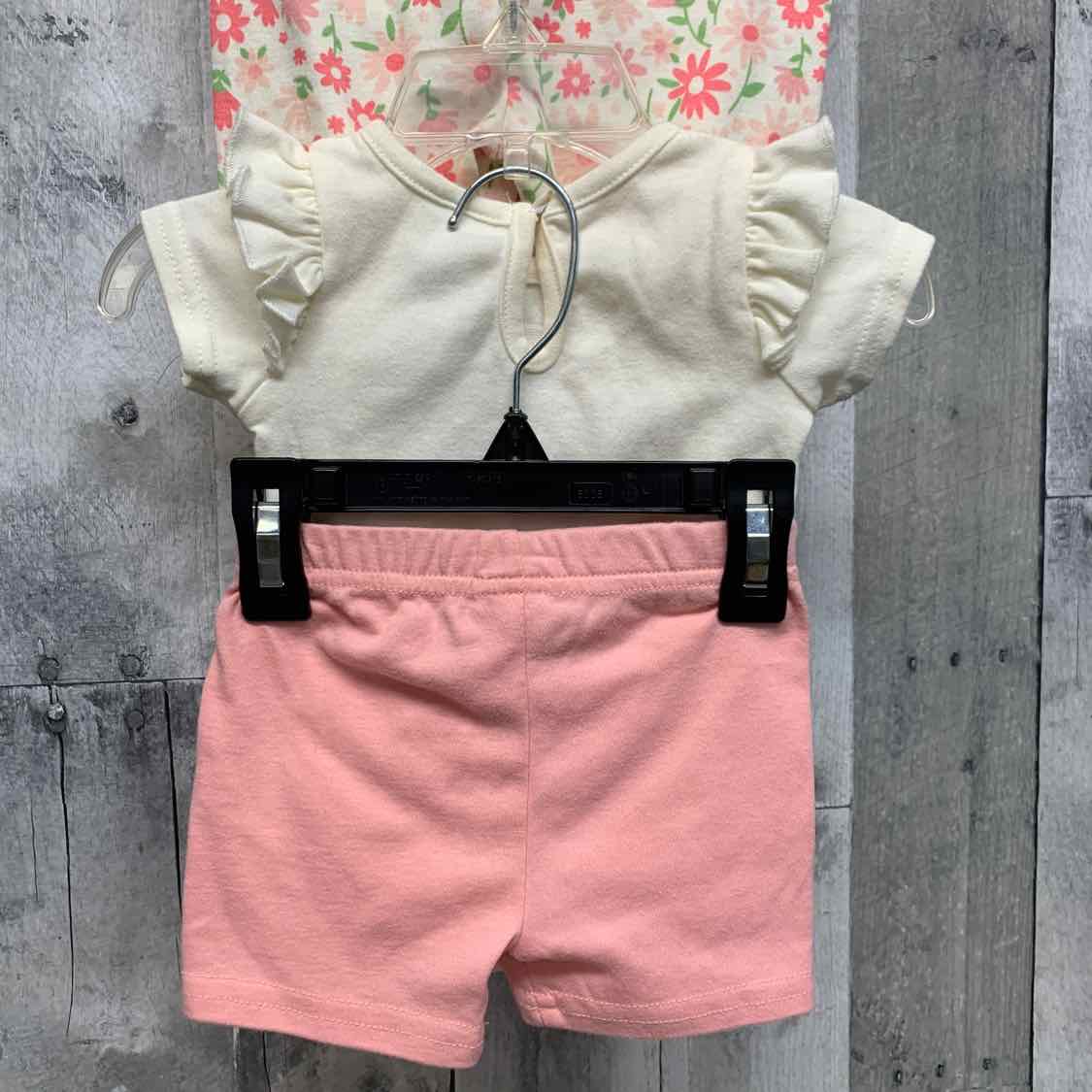 Size 0-3 Months Pink Floral Print Mid Brand Shirt/Pants