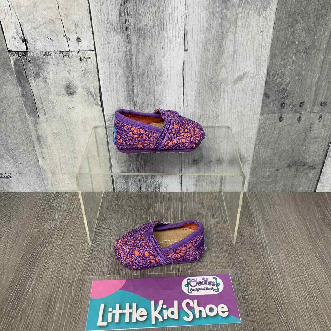 Size 2 Purple/Coral Toms Sneakers