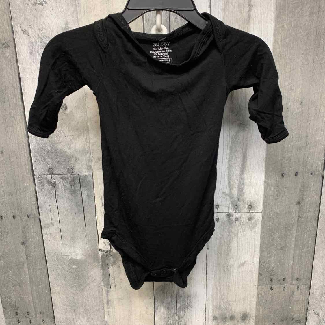 Size 0-3 Months Black Bamboo Bodysuit