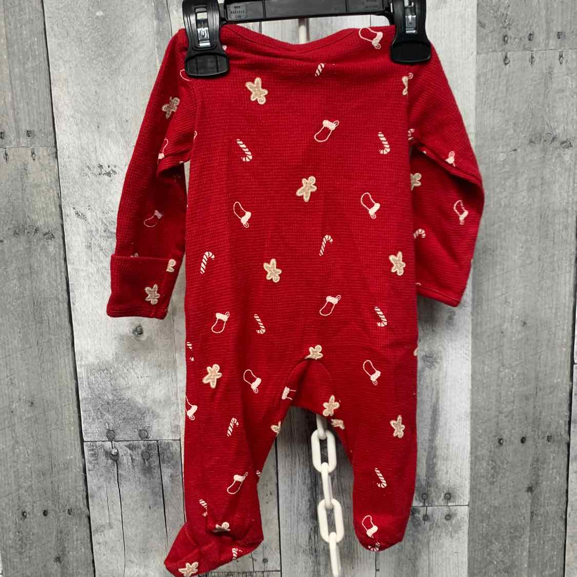 Size 3 Months Red Print Just One You Footy PJs