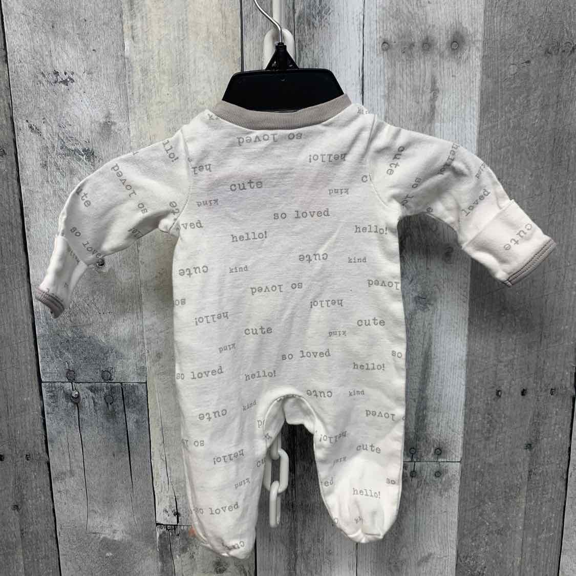 Size Preemie White/Gray Carter's Footy PJs