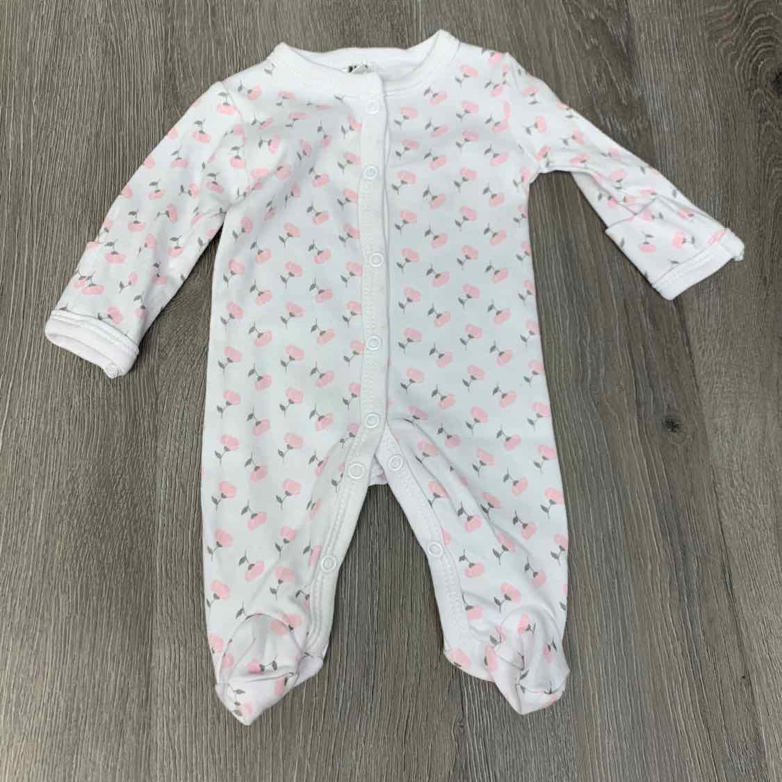 Size Preemie White/Pink Mid Brand Footy PJs