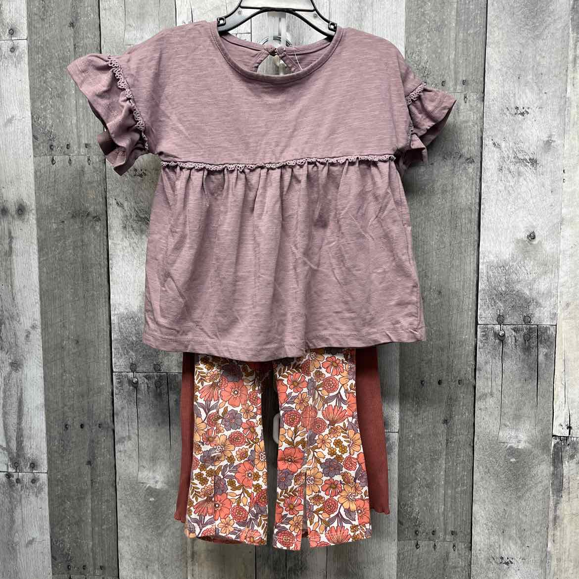 Size 3T Purple Floral Print B Brand Shirt/Leggings