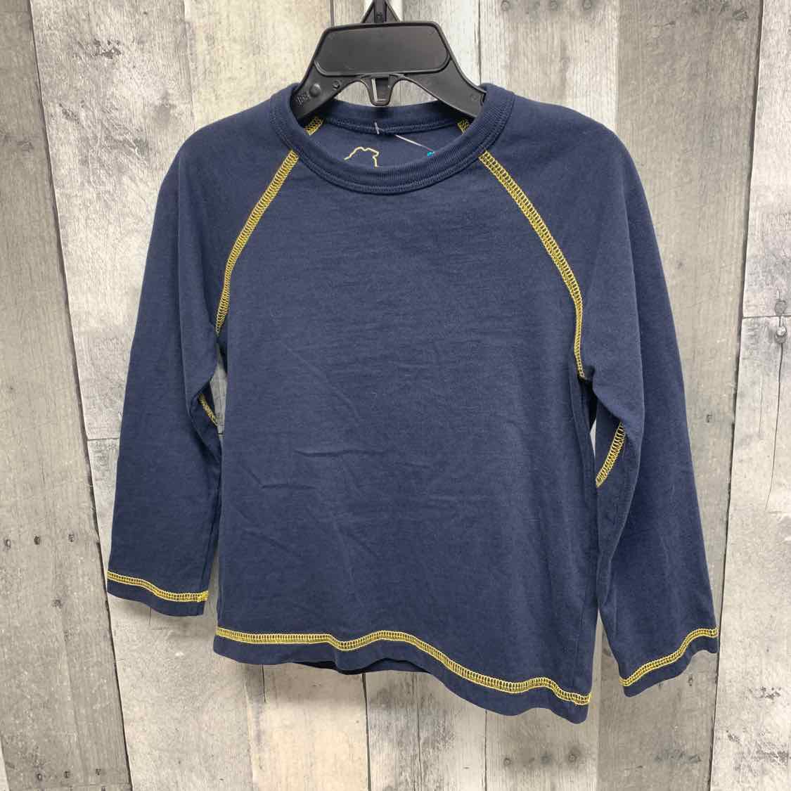 Size 3/4 Navy/Yellow Mini Boden Long Sleeve Shirt