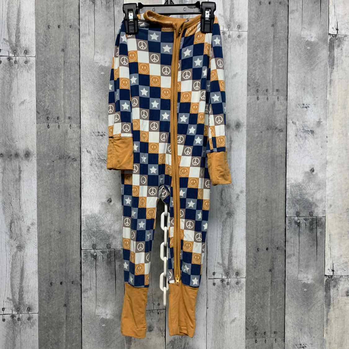 Size 12-18 Months Blue/Brown Bamboo Footy PJs