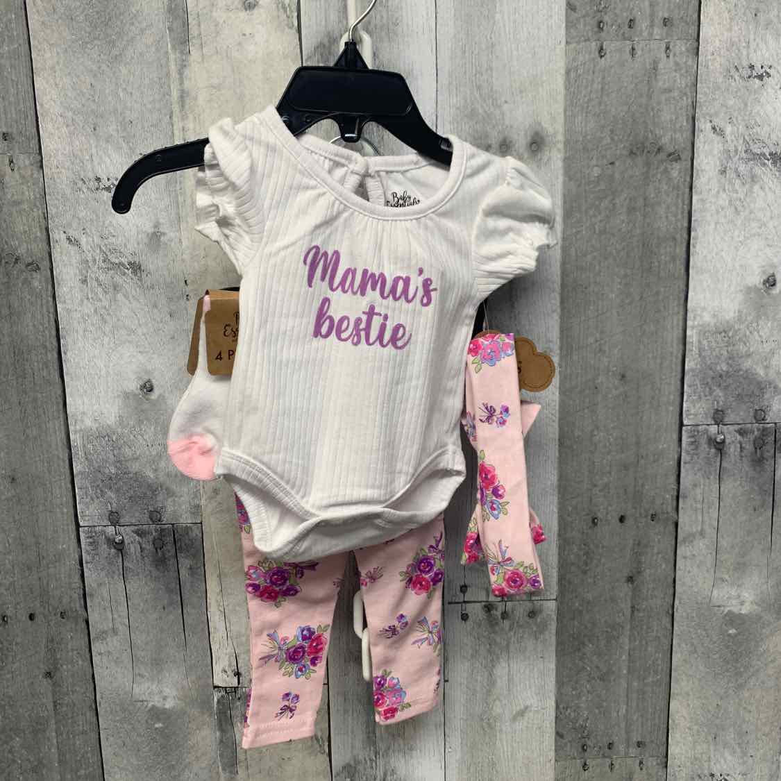 Size 3 Months White/Pink Baby Essentials Shirt/Leggings