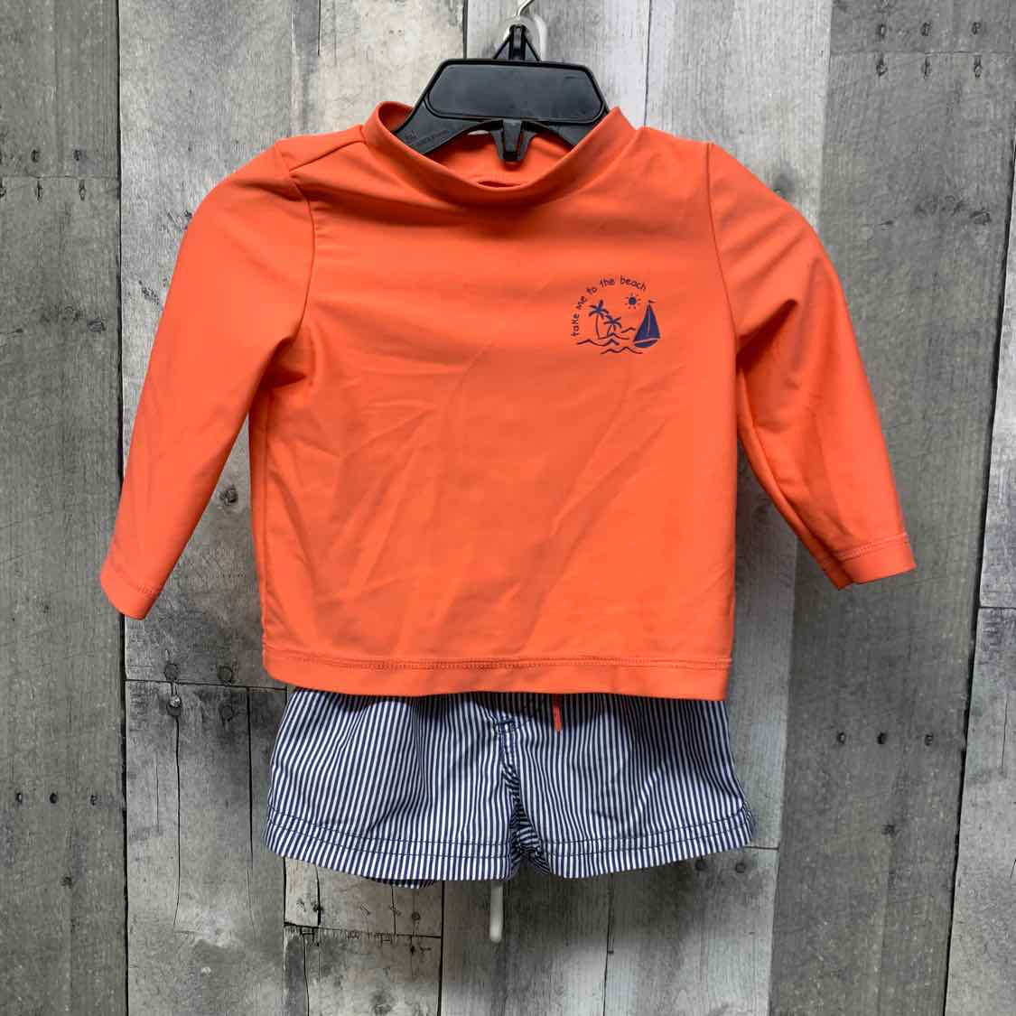 Size 6 Months Orange/Navy Just One You 2pc+ Swim Suit