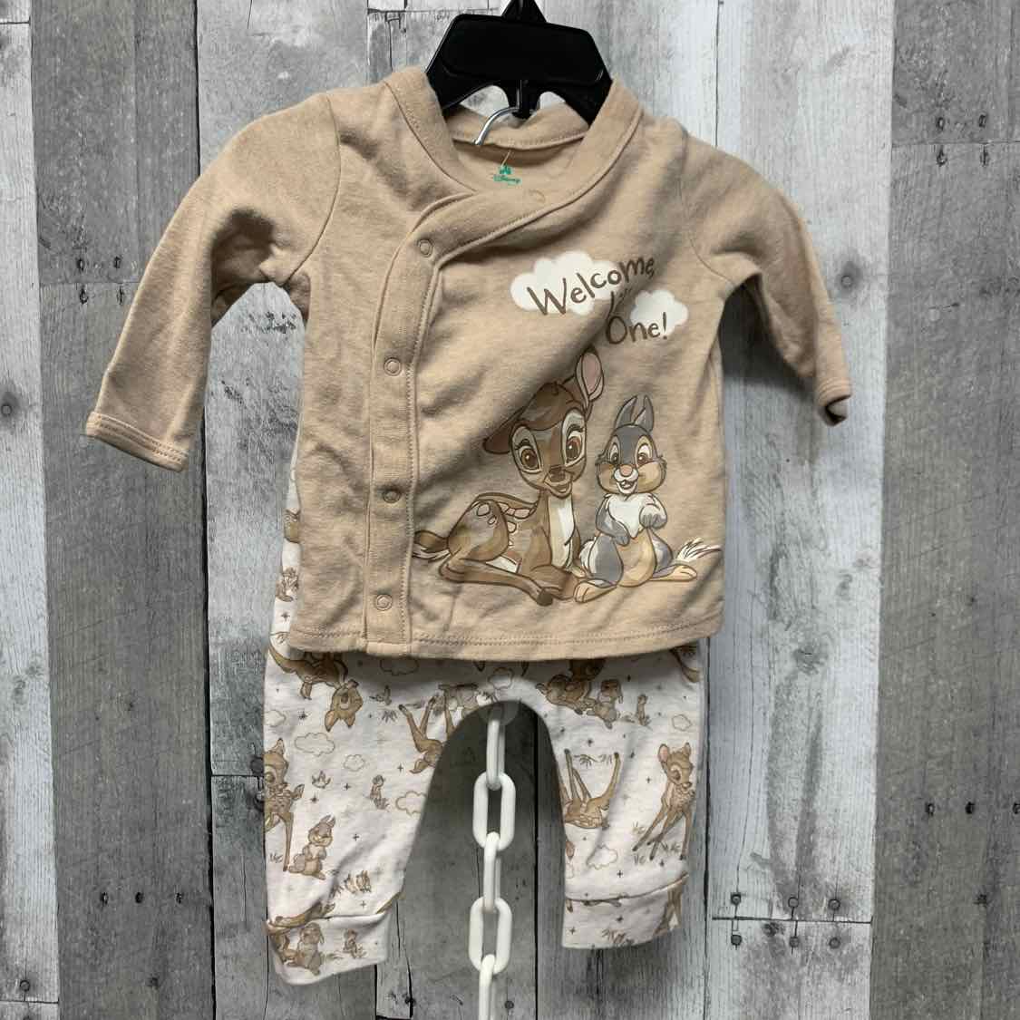 Size 0-3 Months Tan Graphic Disney Shirt/Pants