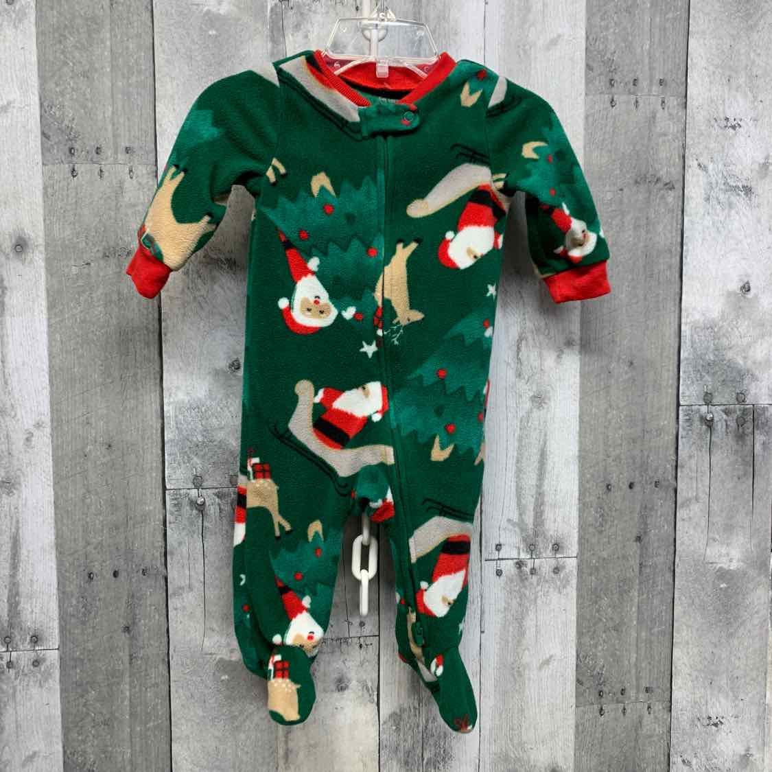 Size 6 Months Green Print Carter's Footy PJs