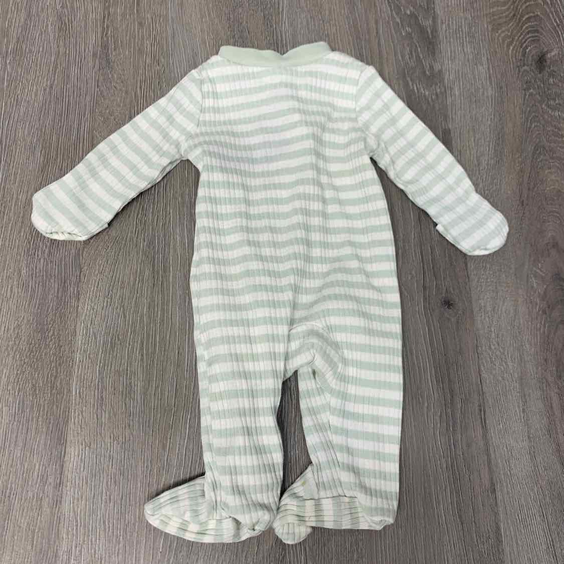 Size Preemie Green Striped Carter's Footy PJs