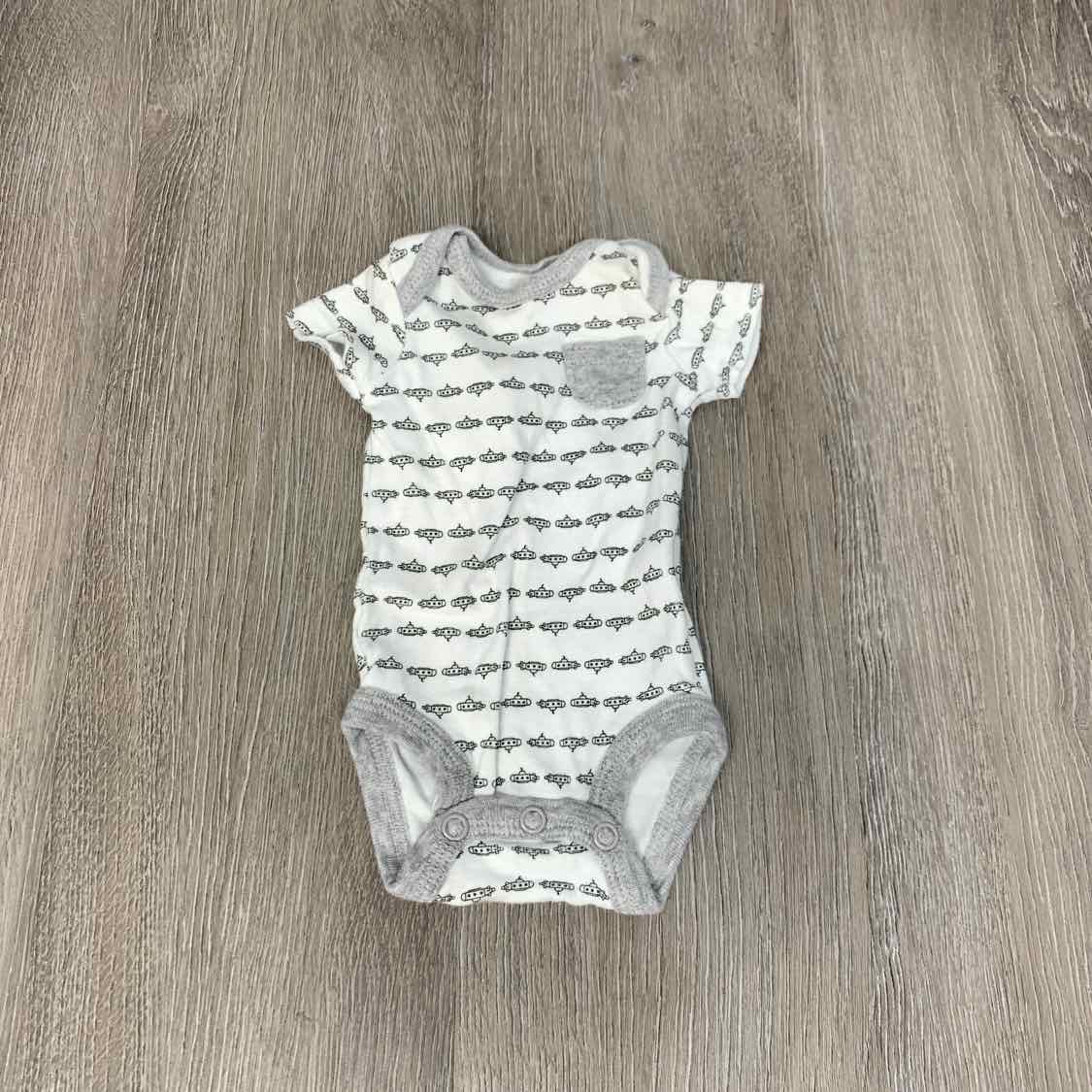 Size Preemie White/Black Carter's Bodysuit - OodlesCB