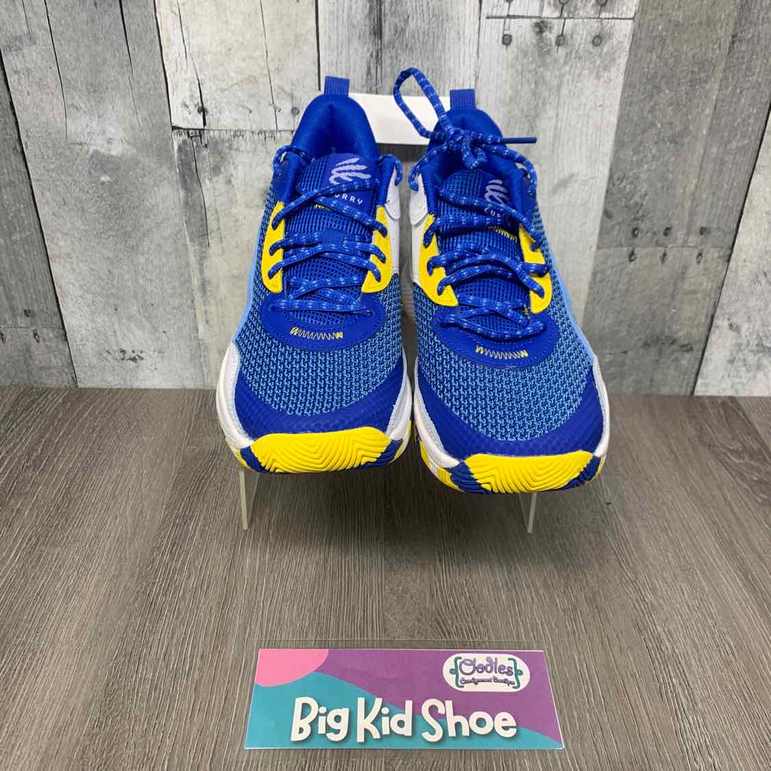 Size 5 Blue/Yellow Sport Brand Sneakers